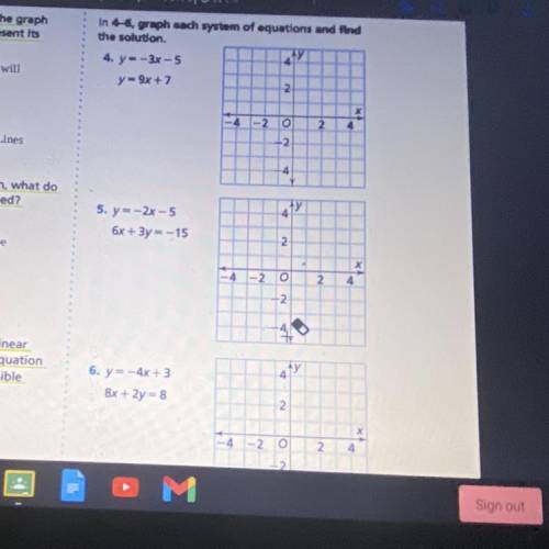 PLEASE HELP MEE NOWWW !!!
In 4-6 ,graph each system of equations and find the solution.