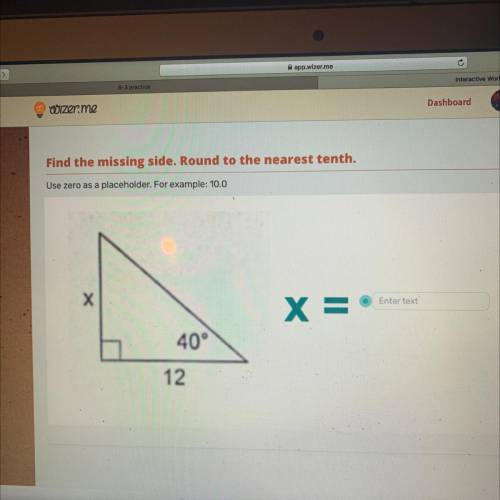 Find the missing side and round to the nearest tenth