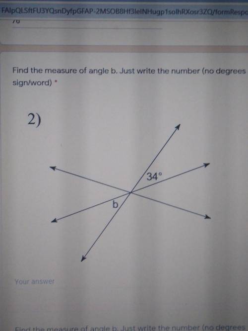 Find the measure of angle b (image below)