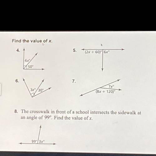 HELP find the values of x (see image)