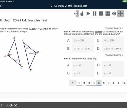 I’ll give brainliest to whoever answers!

Use the diagram below where Triangle ABC Triangle DEF to