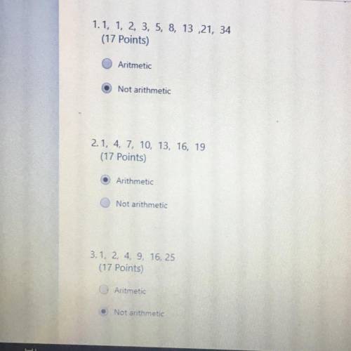 ARE THESE SEQUENCES ARITHMETIC? HELP ASAP!!

Questions 4-5 are:
4. -4, 3, 10, 17, 24, 31
5. 1/2, 2