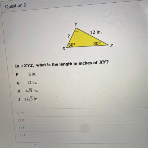 In triangle XYZ, what is the length in inches of XY?