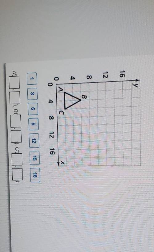 What are the coordinates of the image of ΔABC after a dilation with center (0, 0) and a scale facto