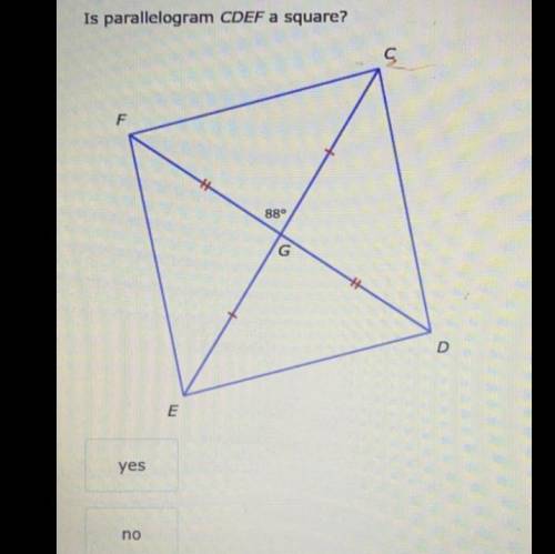 Is parallelogram CDEF a square? Please explain