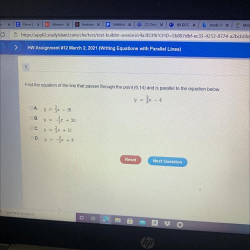 Find the equation of the line that passes through the point (6,14) and is parallel to the equation