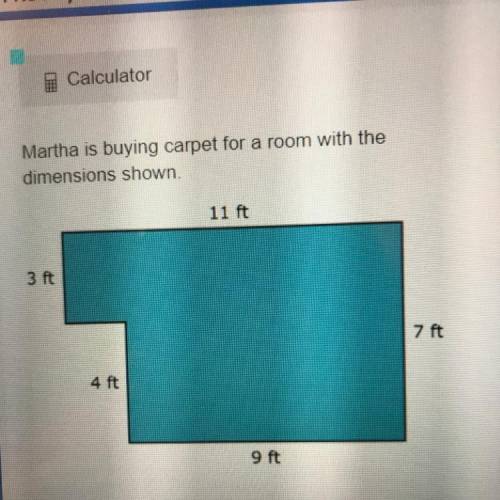 Martha calculates that the area she will cover with carpet is 77 square feet. Is her reasoning corr