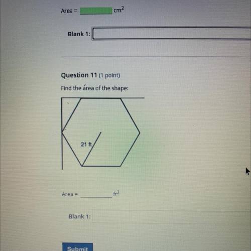Find the area of the shape, there are 6 sides