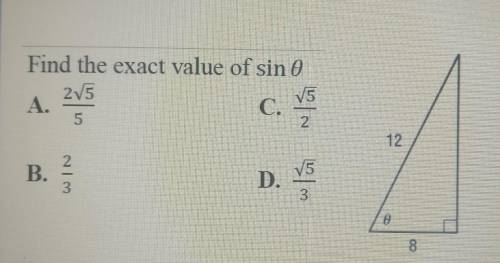 Find the exact value of sin theta​