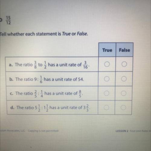 Tell whether each statement is True or False.