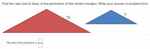 Find the ratio (red to blue) of the perimeters of the similar triangles. Write your answer in the s