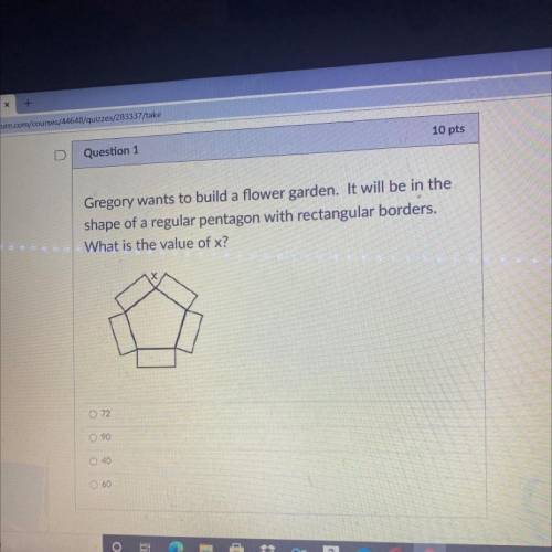 Please help!! Gregory wants to build a flower garden. It will be in the shape of a regular pentagon