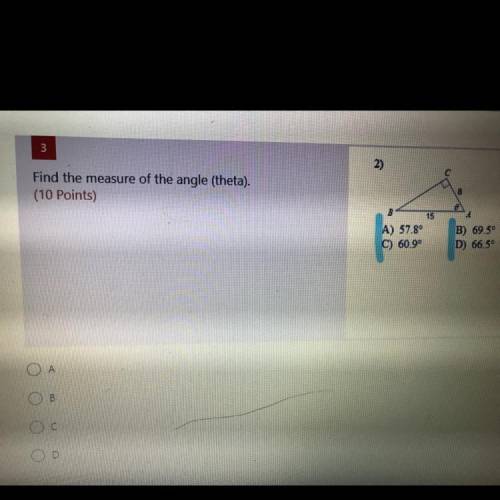 Find the measure for the angle of theta