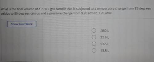 What is the final volume of a 7.50 L gas sample that is subjected to a temperatire change from 35 d