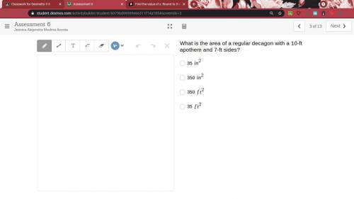 What is the area of a regular decagon with a 10-ft apothem and 7-ft sides?