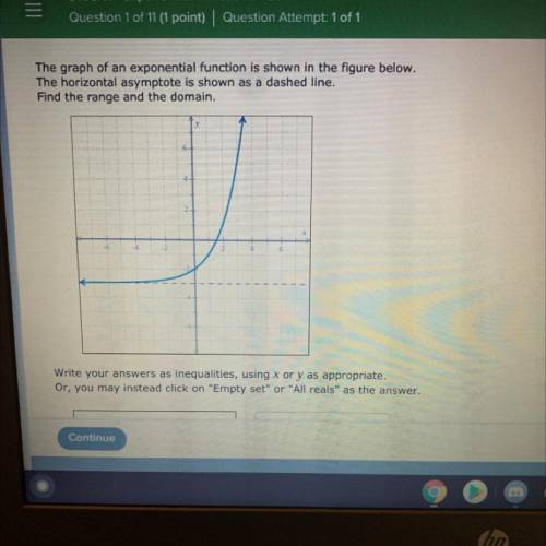 The graph of an exponential function is shown in the figure below.

The horizontal asymptote is sh