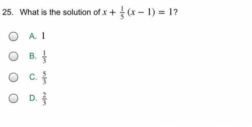 What is the solution of x+15(x−1)=1?