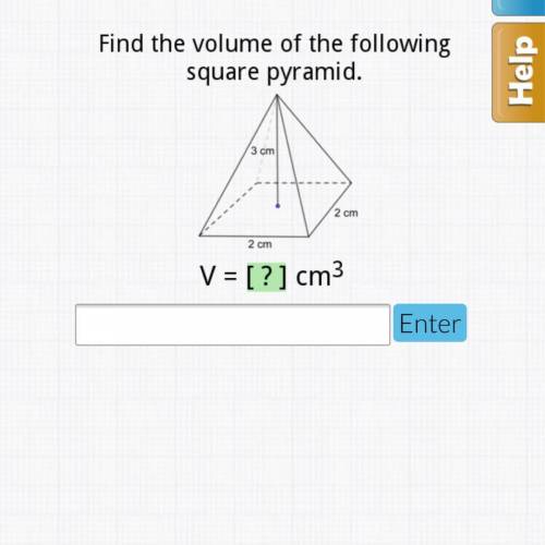 Find the volume of the following square pyramid. geometry