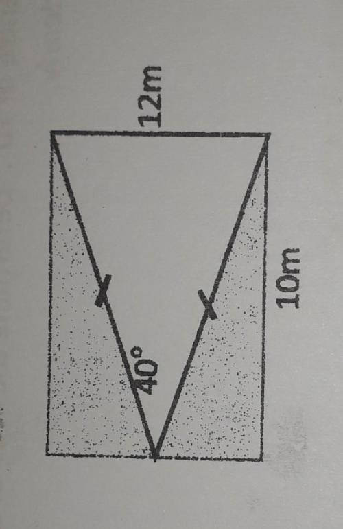 Q2. Calculate the area of the shaded region in the figure shown.40°12m10m​