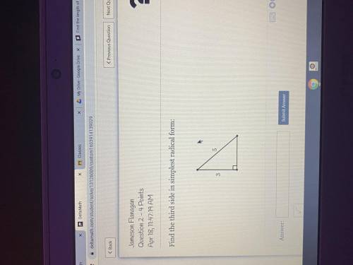 Find the third side in simplest radical form: