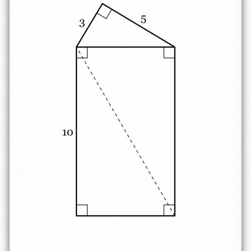 What is the length of the dotted line in the diagram below? Leave your answer in simplest radical f