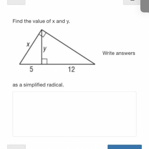 Please help!! Find the value of x and y