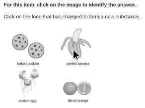 A.bake cookies
b.peed banana
c.broken egg
d.sliced orange