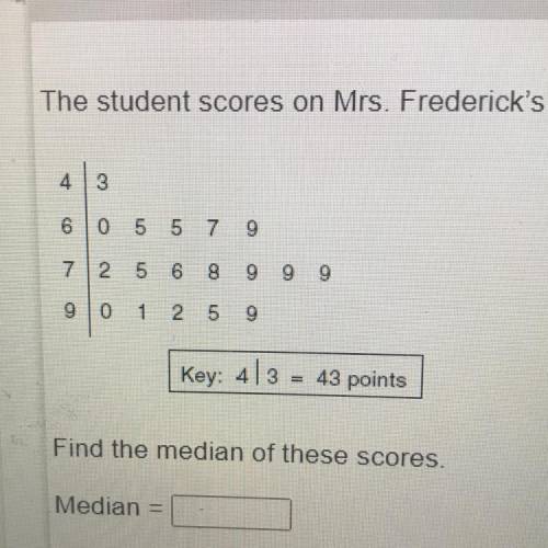The students scores on Mrs. Frederick’s mathematics test are shown on the stem-and-leaf plot below.