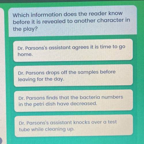 Which information does the reader know before it is revealed to another character in the play?