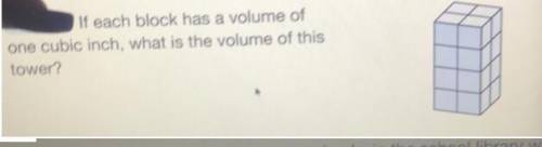 If each block has a volume of
one cubic inch, what is the volume of this
tower?