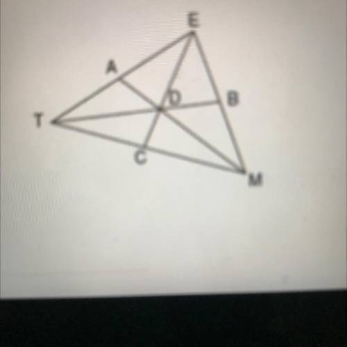 In the triangle shown below TB, EC and are MEDIANS; TB = 6x - 15 and DB = 5 5. Solve for x