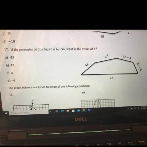 If the perimeter of this figure is 62 cm, what is the value of x?