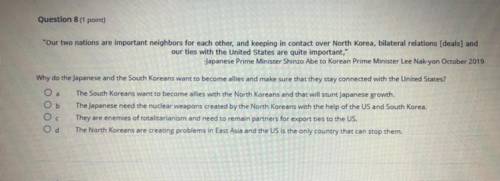 Why did the Japanese and South Koreans want to become allies and make sure that they stay connected