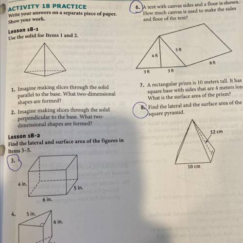 Only number 3 6 and 8 do plz help and do ASAP