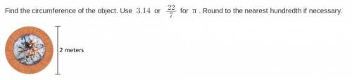 Find the circumference of the object. Use 3.14 or 22/7 for π. Round to the nearest hundredth if nec