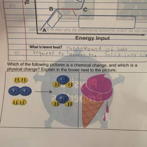 Which of the following pictures is a chemical change, and which is a

physical change? Explain in