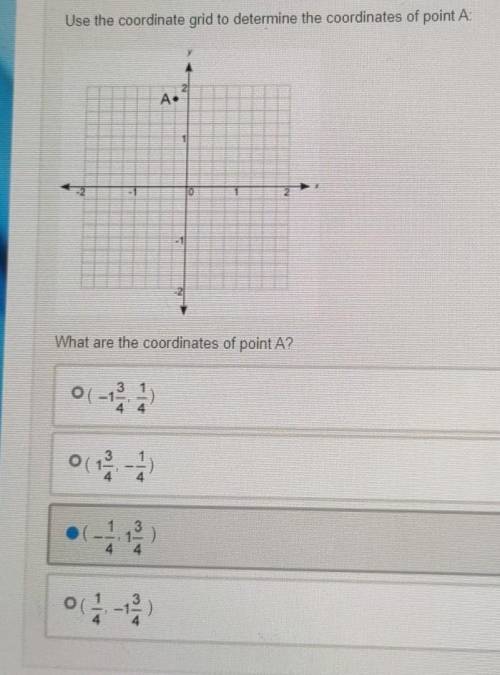 I will mark brainliest!!!Use the coordinate grid to determine the coordinates of point A A. What ar