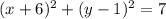 (x +6) ^2 +(y-1)^2 =7