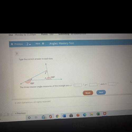 Nents

Submit Test
< Previous
2x
Next >
Angles: Mastery Test
2
Type the correct answer in ea