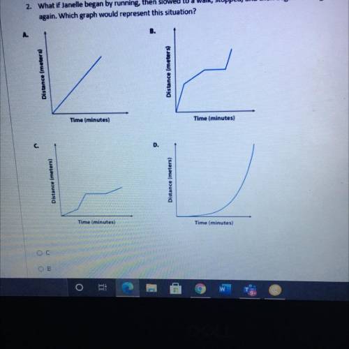 2. What if Janelle began by running, then slowed to a walk, stopped, and then began running

again