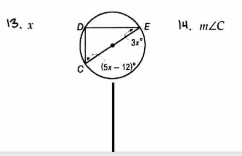 Solve for x, and angle c