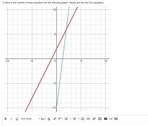 What is the system of linear equations for the following graph? Please just list the two equations.