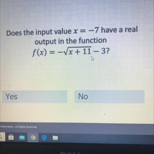 Does the input value x = -7 have a real
output in the function?