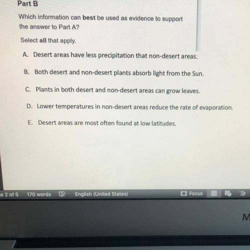 ASAP

Which information can best be used as evidence to support
the answer to Part A?
Select all t