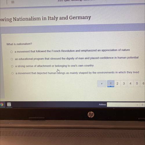 What is nationalism? Please help k12 school history quiz