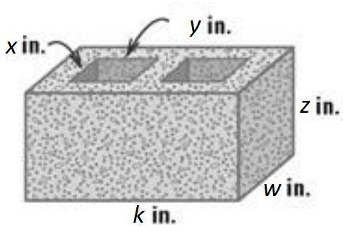 K=18 inches

w=9 inches
x=4 inches
y=4 inches
z=5 inches
Find the volume of the figure. Round to t