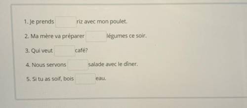 Based on whether the

food item in each sentence is masculine feminine, plural, or begins with a v