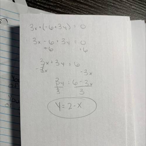 My brothers hw is 3x +(-6 + 3y)