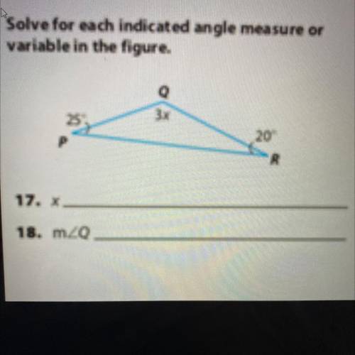 Solve for each indicated angle measure or variable in the figure.￼￼