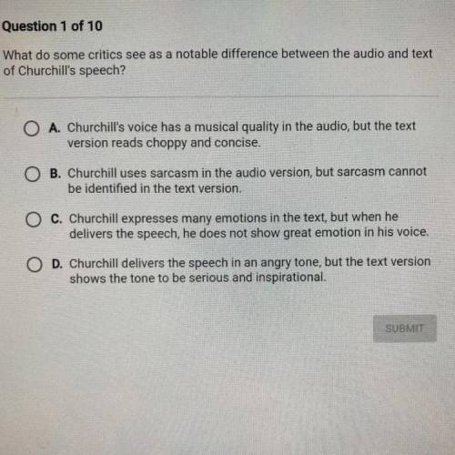 What do some critics see as a notable difference between the audio and text

of Churchill's speech